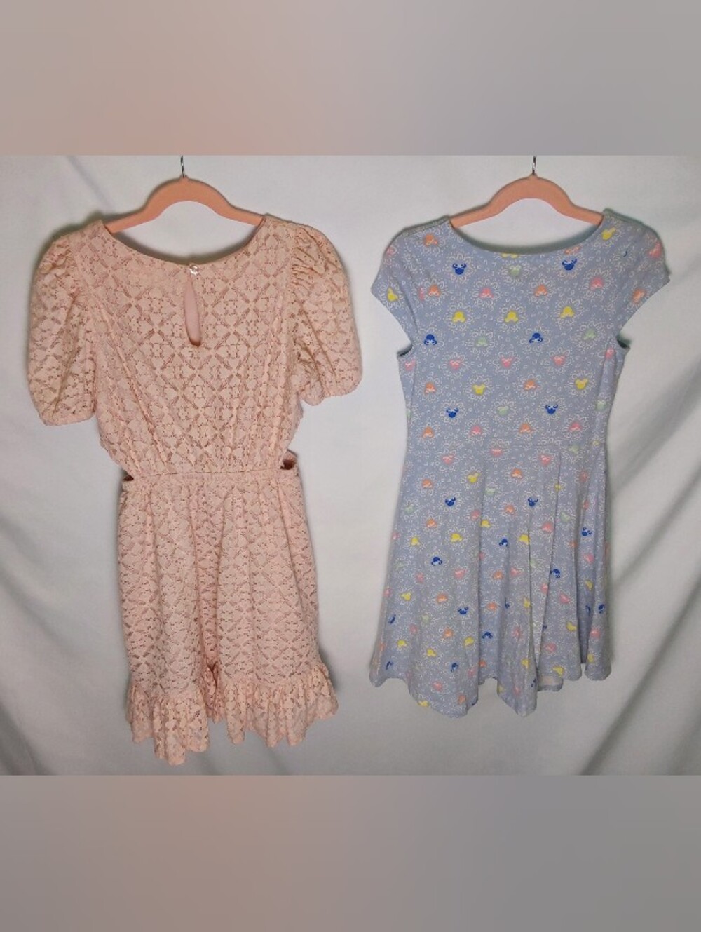 Girls Peach Lace Puff-Sleeve Dress + Disney Jumping Beans Dress - Picture 2 of 9